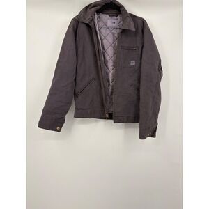 Tna Workwear Jacket Quilted Lined Canvas Brown Zip Front Corduroy Collar Women